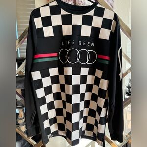 Sweatshirt chess print crew neck